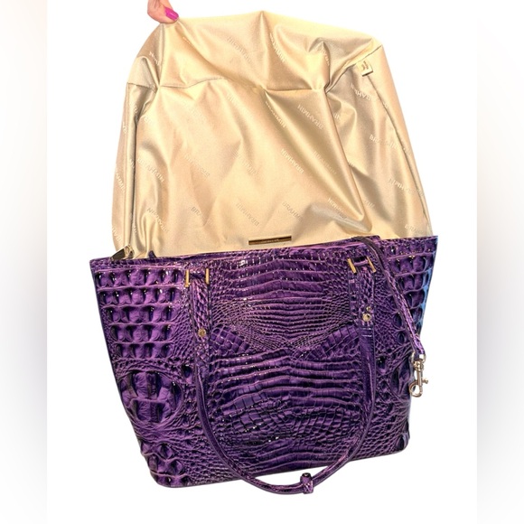 Brahmin Medium Asher Tote Amethyst Purple Melbourne Croc Embossed Leather NWOT - Picture 11 of 15
